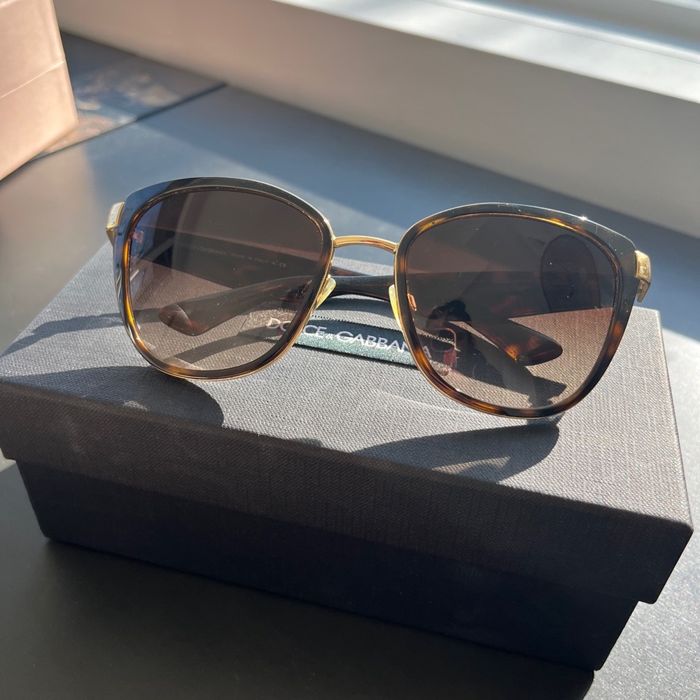 Dolce & Gabbana Tortoiseshell and Gold Oversized Sunglasses